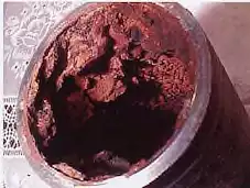 Iron pipe and oxygen in the water will cause red rust
