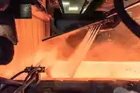 Metal factory, nozzles roller table protected