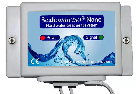 For indoor use only. Works best on municipal water supplies and is suitable for small houses or apartments. Supplied with an external wall adapter: 110–240 VAC / 12 VDC.